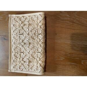 Brighton Elegant Beige Floral Cutout Leather Clutch